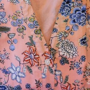 LOFT PINK and Blue Ruffled Tiered Embroidered Sundress EC US 8